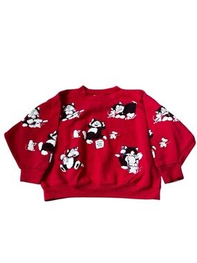 Vintage Spumoni Rose Cage Kids Cats & Mouse Sweatshirt Cat Lady 80s Cottage